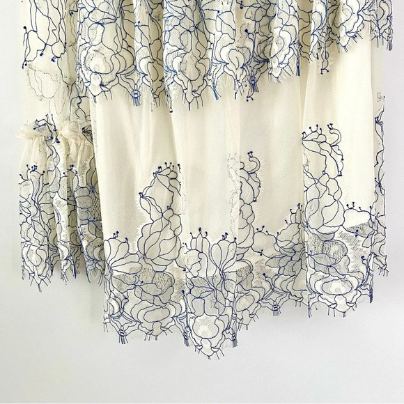 ALICE MCCALL || Isn’t She Lovely Blue and Cream Lace One Shoulder Mini Dress 2 - Picture 10 of 13